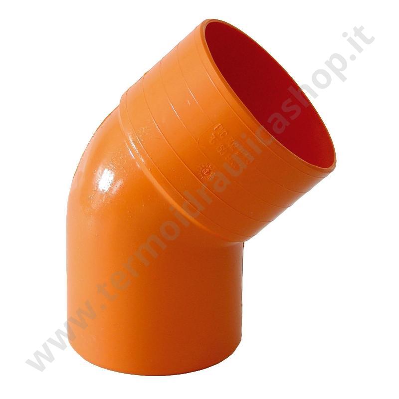04PR200 - Curva A 45° In Pvc Rosso  D. 200